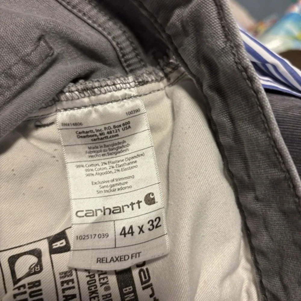 Carhartt Work Pants Men's 44‎ X 32 Relaxed Fit Rugged Flex Canvas Gray 5 Pocket